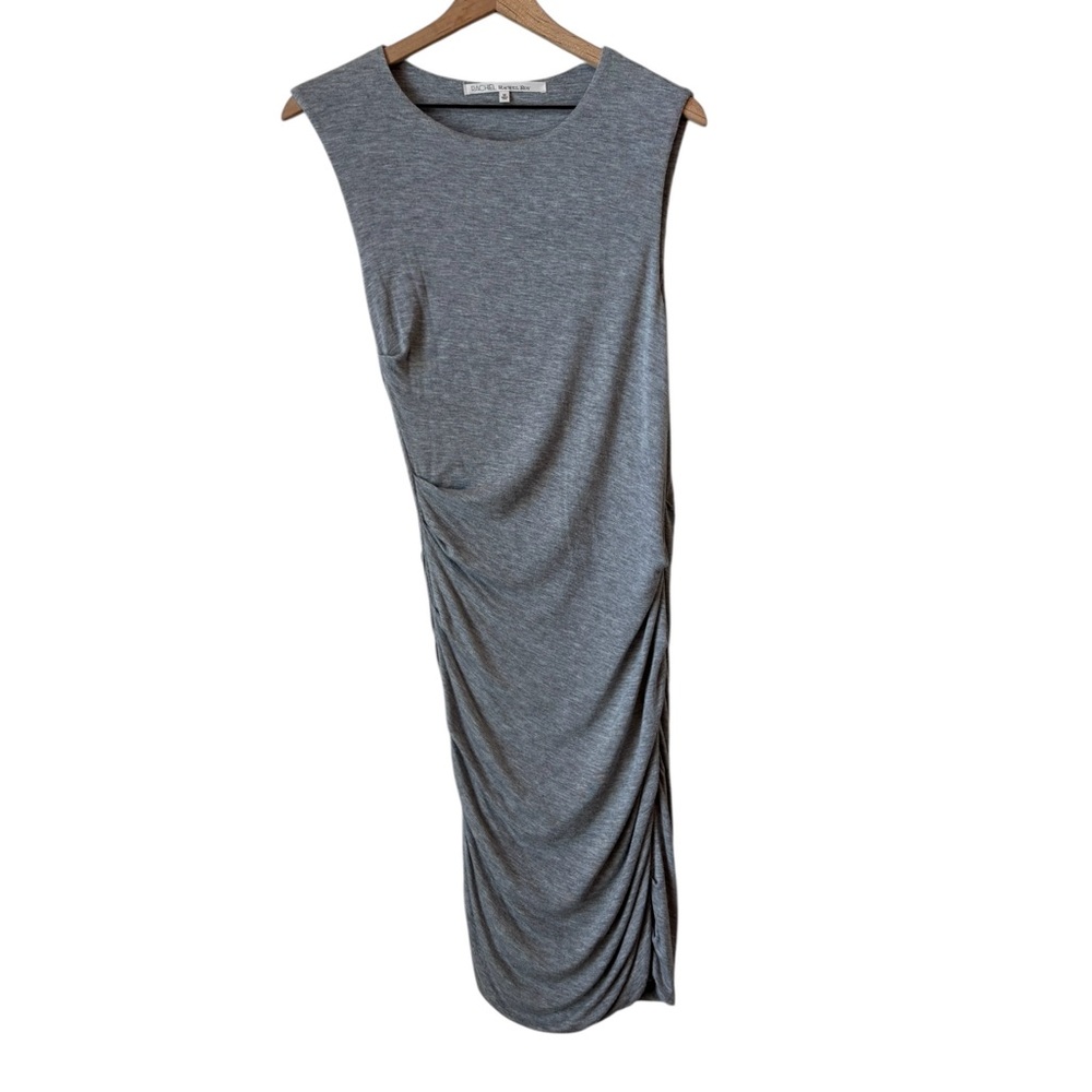 RACHEL Rachel Roy Ruched Bodycon Midi Dress Sz M Stretchy Lightweight Neutral